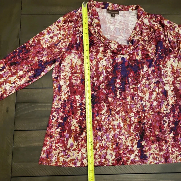 1X Womens Plus Size Drape Neck Abstract Print Blouse Dana Buchman - Picture 8 of 12